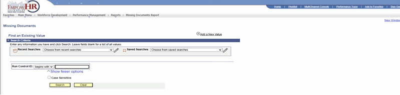 Missing Documents Page - Find an Existing Value